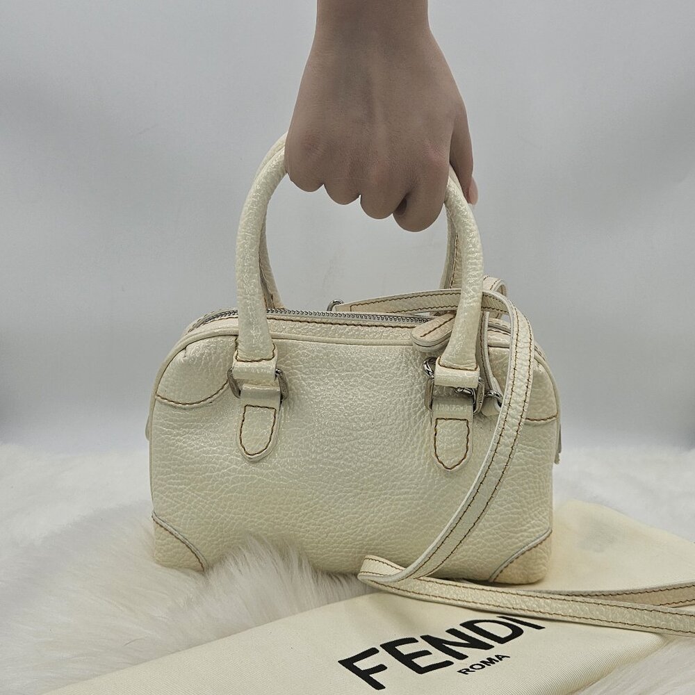 Fendi PM Boston Beige 2 Way Bag